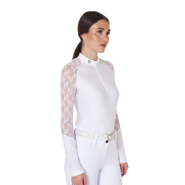 Reit-Trainingspolo Damen langarm Spitze – Equestro
