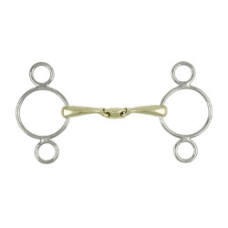 Reitgebiss Pessoa 3-Ring Edelstahl, doppelt gebrochen