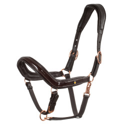 Halfter aus Glattleder für Pferde – Roségold | Equestro Halfter aus Glattleder für Pferde – Roségold | Equestro