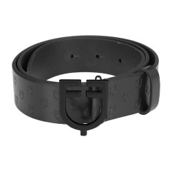 Reitgürtel aus schwarzem Vollleder mit Logo | Equestro