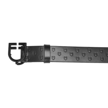 Reitgürtel aus schwarzem Vollleder mit Logo | Equestro