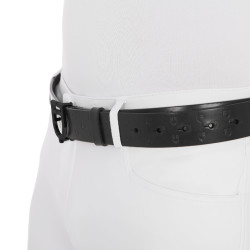 Reitgürtel aus schwarzem Vollleder mit Logo | Equestro
