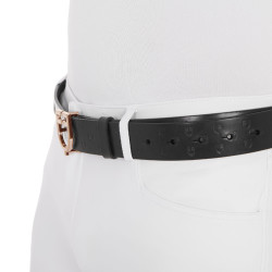 Reitgürtel Leder Schwarz mit roségoldener Schnalle | Equestro Reitgürtel Leder Schwarz mit roségoldener Schnalle | Equestro