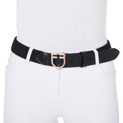 Reitgürtel Leder elastisch mit roségoldener Schnalle | Equestro