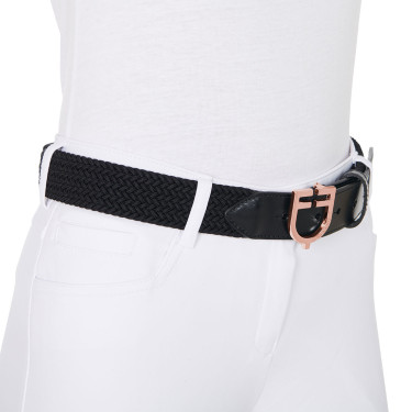 Reitgürtel Leder elastisch mit roségoldener Schnalle | Equestro