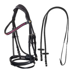 Reitzubehör: Anatomisches Equestro-Zaum mit Fuchsia-Steinen Reitzubehör: Anatomisches Equestro-Zaum mit Fuchsia-Steinen