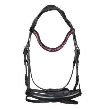 Reitzubehör: Anatomisches Equestro-Zaum mit Fuchsia-Steinen Reitzubehör: Anatomisches Equestro-Zaum mit Fuchsia-Steinen