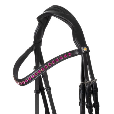 Reitzubehör: Anatomisches Equestro-Zaum mit Fuchsia-Steinen Reitzubehör: Anatomisches Equestro-Zaum mit Fuchsia-Steinen
