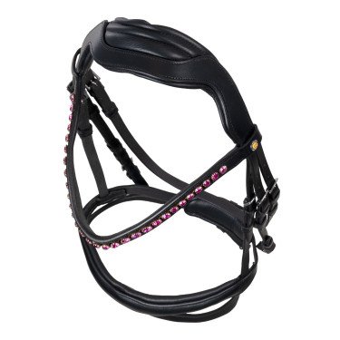 Reitzubehör: Anatomisches Equestro-Zaum mit Fuchsia-Steinen Reitzubehör: Anatomisches Equestro-Zaum mit Fuchsia-Steinen