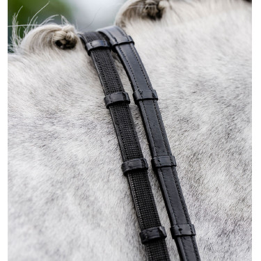 Reitzügel Springen Leder-Gummi mit Stegen | Horseware