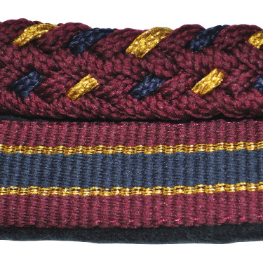 Set Halfter Nylon/Lurex + Führstrick Canter Bordeaux / Gold / Marineblau Set Halfter Nylon/Lurex + Führstrick Canter Bordeaux / Gold / Marineblau