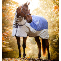Außendecke Horseware Rambo® Autumn Series mit Disc-Verschluss 0g und 100g Futter Marine / Grau Blau