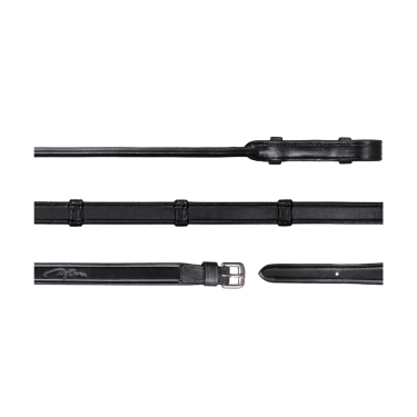 **Kandarenzügel Dy'on Kollektion Dressur rundgenähtes Leder Vollleder mit 7 Stoppern 5/8"** Schwarz