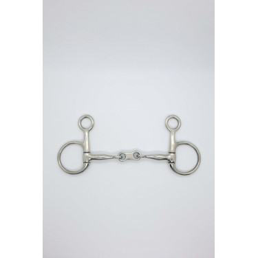 Bauchringgebiss doppelt gebrochen flaches Verbindungsstück 11mm Harcour Edelstahl Grau