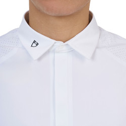 Turniershirt Herren Equestro Ridertechnology kurzarm mit Knöpfen