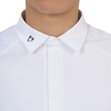 Turniershirt Herren Equestro Ridertechnology kurzarm mit Knöpfen