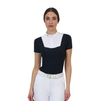Damen-Wettkampfpolo Equestro Ridertechnology kurzärmelig