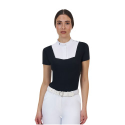 Damen-Wettkampfpolo Equestro Ridertechnology kurzärmelig