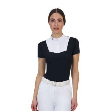 Damen-Wettkampfpolo Equestro Ridertechnology kurzärmelig