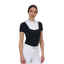 Damen-Wettkampfpolo Equestro Ridertechnology kurzärmelig