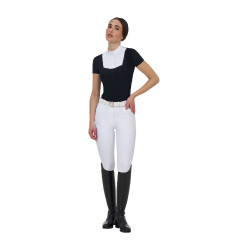 Damen-Wettkampfpolo Equestro Ridertechnology kurzärmelig