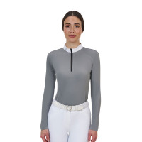 Damen-Wettkampfpolo Equestro Ridertechnology mit langen Ärmeln und Reißverschluss
