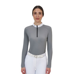 Damen-Wettkampfpolo Equestro Ridertechnology mit langen Ärmeln und Reißverschluss