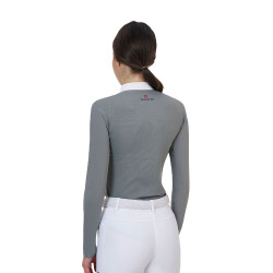 Damen-Wettkampfpolo Equestro Ridertechnology mit langen Ärmeln und Reißverschluss