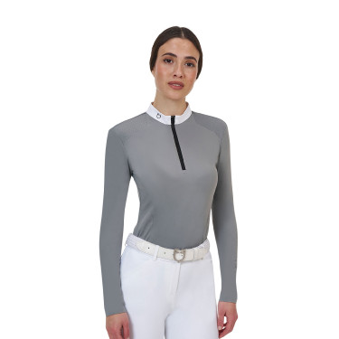 Damen-Wettkampfpolo Equestro Ridertechnology mit langen Ärmeln und Reißverschluss