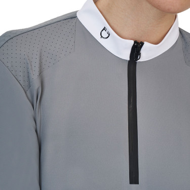 Damen-Wettkampfpolo Equestro Ridertechnology mit langen Ärmeln und Reißverschluss