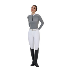 Damen-Wettkampfpolo Equestro Ridertechnology mit langen Ärmeln und Reißverschluss