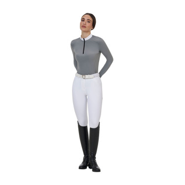 Damen-Wettkampfpolo Equestro Ridertechnology mit langen Ärmeln und Reißverschluss
