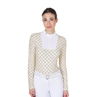 Damen-Langarm-Wettkampf-Poloshirt mit Monogrammprint
