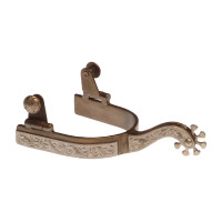 Vernickelte schmale Westernsporen mit Verzierungen