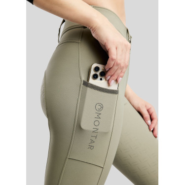 MoGaia Reithose Gun Metal Caviar mit Handytaschen Weiß F/G Montar