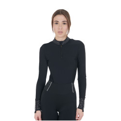 Damen-Trainings-Poloshirt aus Funktionsmaterial mit Strass Equestro