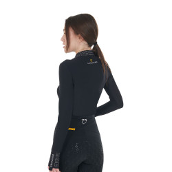 Damen-Trainings-Poloshirt aus Funktionsmaterial mit Strass Equestro