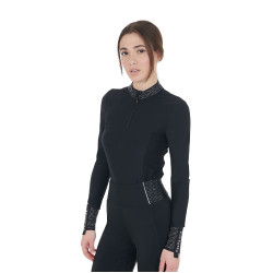 Damen-Trainings-Poloshirt aus Funktionsmaterial mit Strass Equestro