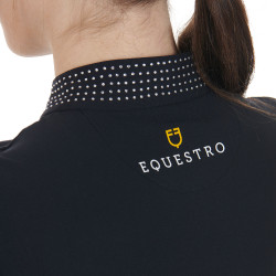 Damen-Trainings-Poloshirt aus Funktionsmaterial mit Strass Equestro