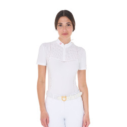 Damen-Turnierpolo Slim Fit aus Meshgewebe mit Reißverschluss Equestro