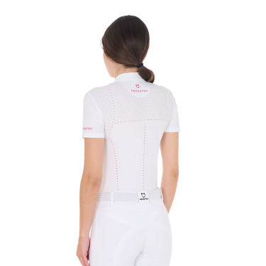 Damen-Turnierpolo Slim Fit aus Meshgewebe mit Reißverschluss Equestro