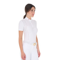 Damen-Turnierpolo Slim Fit aus Meshgewebe mit Reißverschluss Equestro