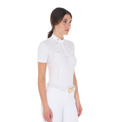 Damen-Turnierpolo Slim Fit aus Meshgewebe mit Reißverschluss Equestro