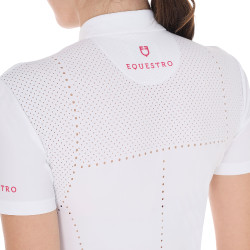 Damen-Turnierpolo Slim Fit aus Meshgewebe mit Reißverschluss Equestro