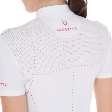 Damen-Turnierpolo Slim Fit aus Meshgewebe mit Reißverschluss Equestro