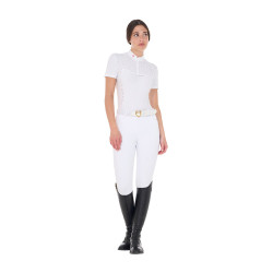 Damen-Turnierpolo Slim Fit aus Meshgewebe mit Reißverschluss Equestro