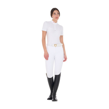 Damen-Turnierpolo Slim Fit aus Meshgewebe mit Reißverschluss Equestro