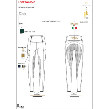 Damen-Leggings Slim Fit Full Grip Equestro X Fise 100