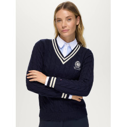 Roseville Damen Strickpullover mit Zopfmuster und V-Ausschnitt Tommy Hilfiger Equestrian