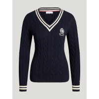 Roseville Damen Strickpullover mit Zopfmuster und V-Ausschnitt Tommy Hilfiger Equestrian Roseville Damen Strickpullover mit Zopfmuster und V-Ausschnitt Tommy Hilfiger Equestrian